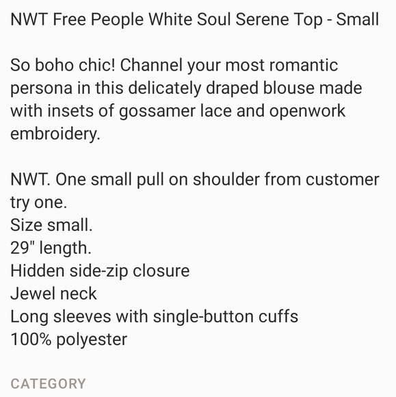 NWT Free People White Soul Serene Top - Picture 10 of 10